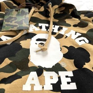 BAPE 1ST Camo College Pullover Hoodie Yellow/White (Size M)